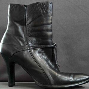 Hillard & Hanson Ruby Women's Ankle Boots Zip Up Leather Black Size 8M